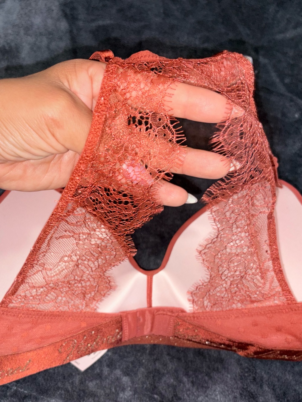 Victoria's Secret Coral Lace Racerback Push-Up Bra - Picture 5 of 12